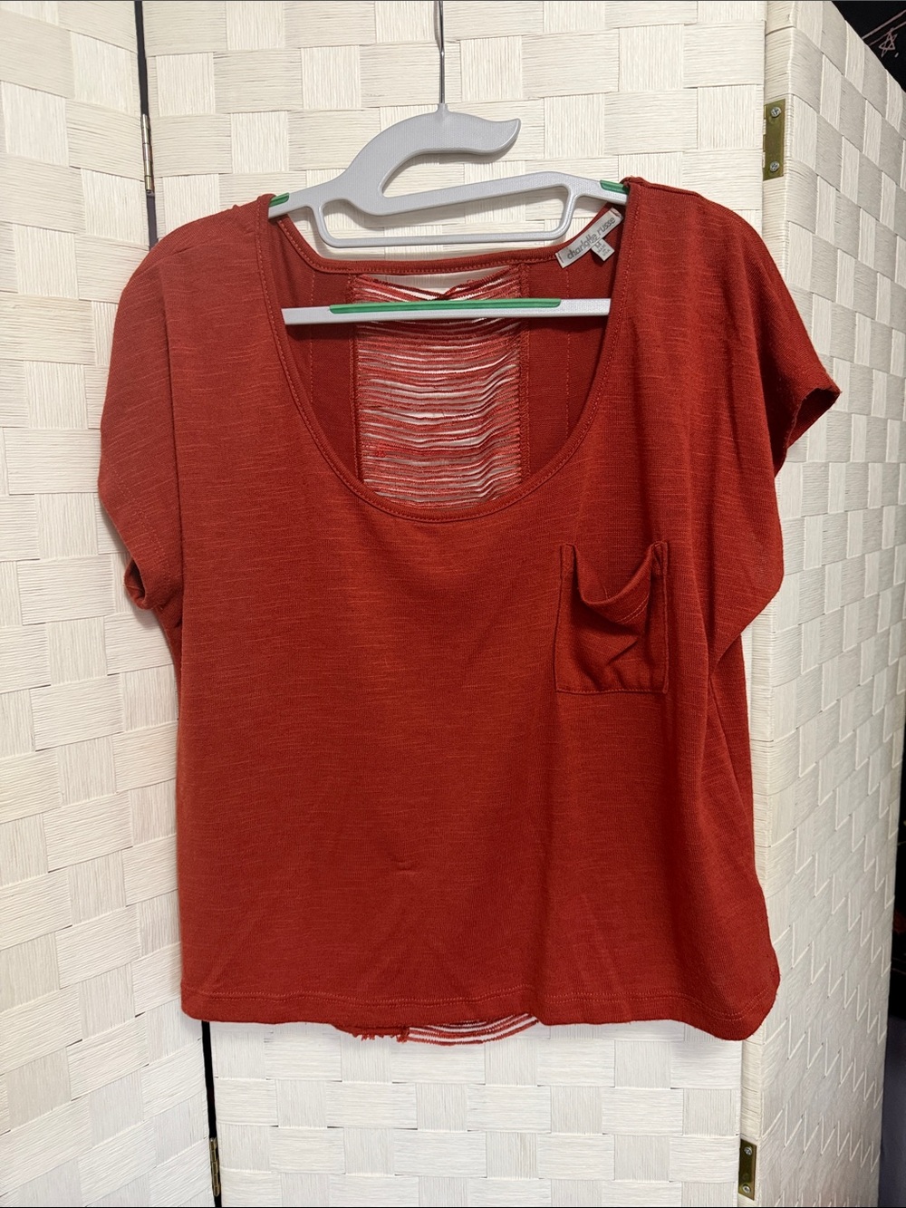 Charlotte Russe Rust Red Scoop Neck Short Sleeve Top